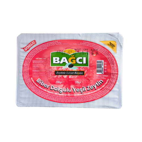 Rohelised oliivid paprika täidisega ürdikastmes 200g Rohelised oliivid paprika täidisega ürdikastmes 200g